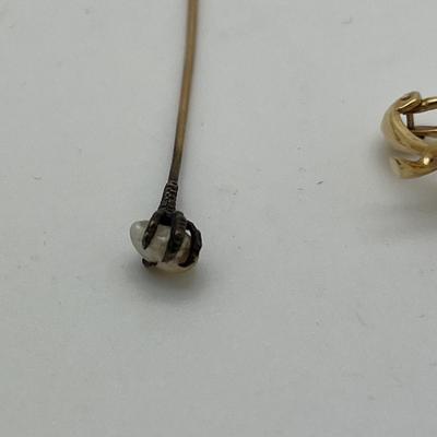 6366 14k Yellow Gold Single Earring, Crown Pin, Bird Foot Stick Pin