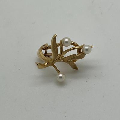 6366 14k Yellow Gold Single Earring, Crown Pin, Bird Foot Stick Pin