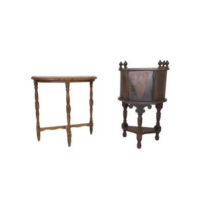 Lot. 6293. Art Deco Smoking Stand and Half Round Console Table
