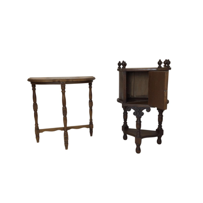 Lot. 6293. Art Deco Smoking Stand and Half Round Console Table