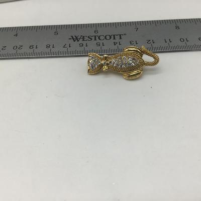 Vintage Rhinestone Kitten pin