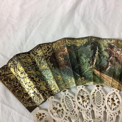 Lot 6353. Antique J. Duvelleroy, Paris, Hand Painted, Mother of Pearl Hand Fan