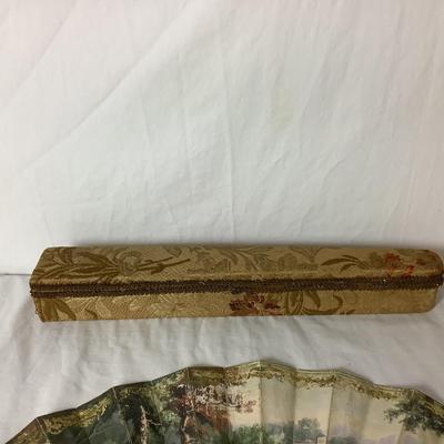 Lot 6353. Antique J. Duvelleroy, Paris, Hand Painted, Mother of Pearl Hand Fan