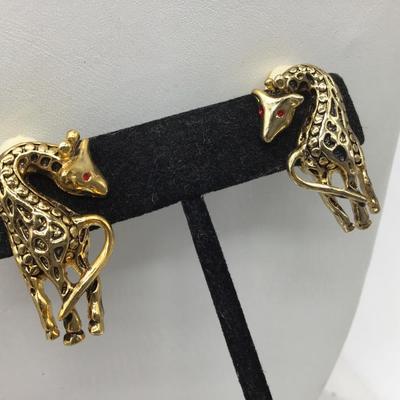 Vintage Giraffe Clip on Earrings