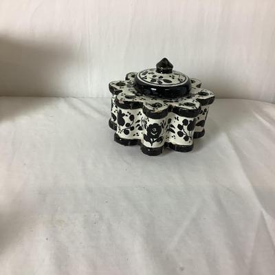 Lot 6358. Italian, Hand Painted Ceramic Ink Well, Italian Hand Painted Creamers, Hand Painted Owl