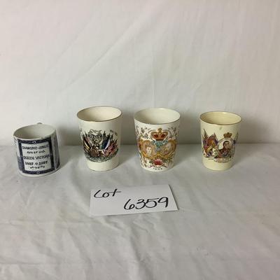 Lot 6359. Antique Queen Elizabeth Coronation Beakers & Mug