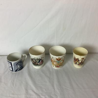 Lot 6359. Antique Queen Elizabeth Coronation Beakers & Mug