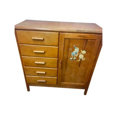 6351 Childs Mini Wardrobe Hand Painted Clown & Duck