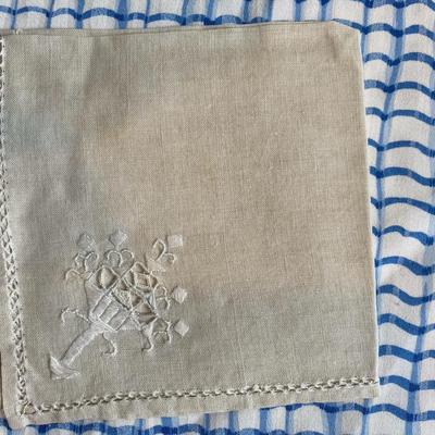 Vintage Hand Stitched Linen Table Cloth and Napkins