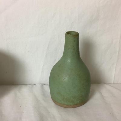 Lot 6361  Pair of Stoneware Finger Candle Holder, Small Stone Bud Vase, Decorative Salt-glazed Cup