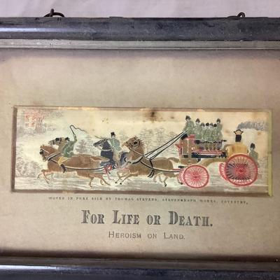 Lot 6368 Four  Antique Woven in pure Silk by Thomas Stevens Framed Illustrations