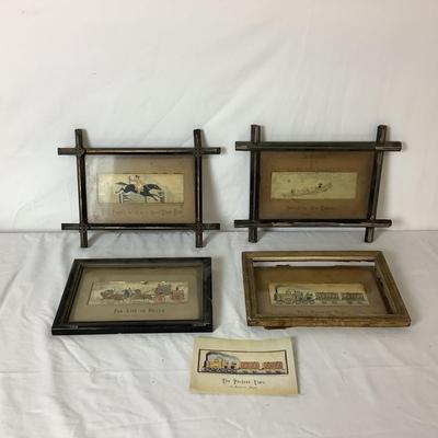 Lot 6368 Four  Antique Woven in pure Silk by Thomas Stevens Framed Illustrations