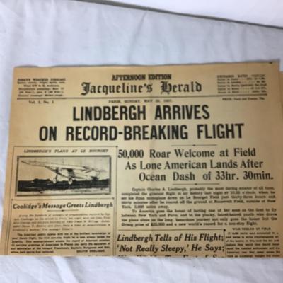 Lot. 6371. Authentic Photograph of Jackie & Jack (John) Kennedy, 1915 Calendar, Newspaper Article of Lindbergh