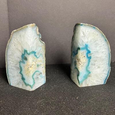 6382 Teal Agate Bookends