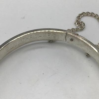 Silver Played Bangle With Safety