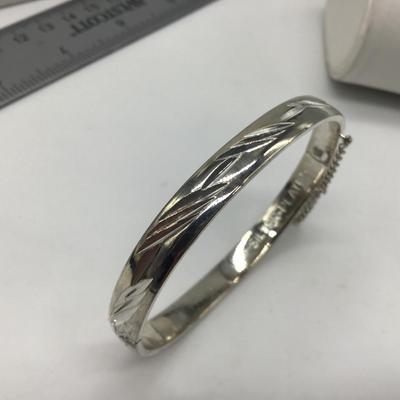 Silver Played Bangle With Safety