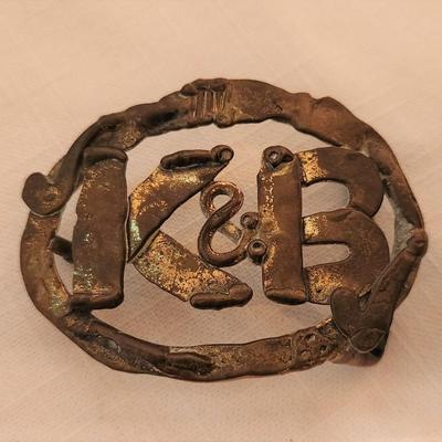 Lot #158  Vintage Brass K&B Belt Buckle