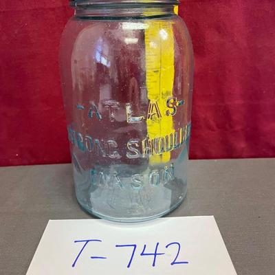 Qt atlas blue mason jar-zinc lid