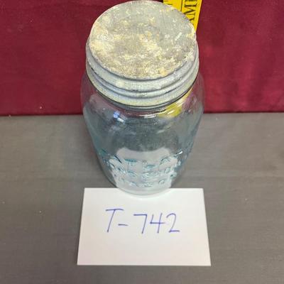 Qt atlas blue mason jar-zinc lid
