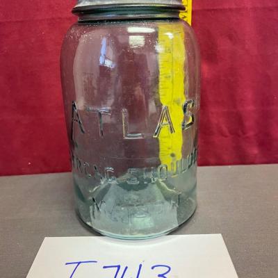 Qt Atlas blue mason jar-zinc lid