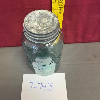Qt Atlas blue mason jar-zinc lid