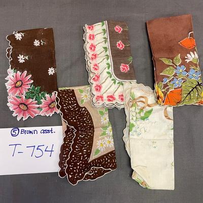 Brown assortment of 5 hankies