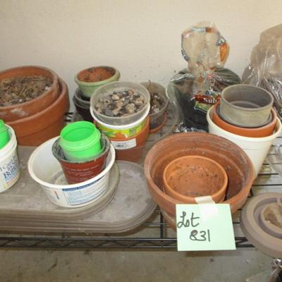 Gardening-- Small Pots, Soil, Gloves