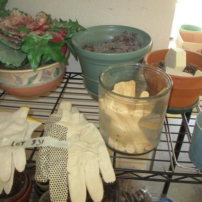 Gardening-- Small Pots, Soil, Gloves