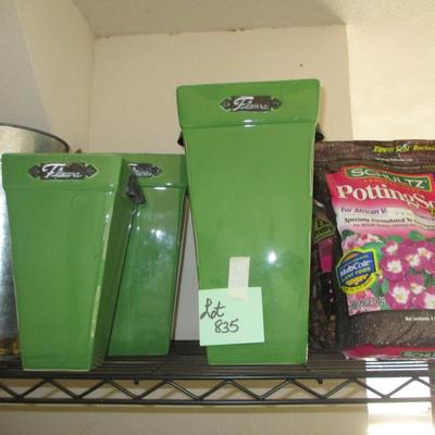Green Flower Vases/Potting Soil