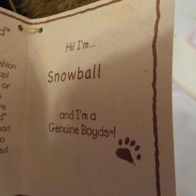 "Eddie Bauer Special Teddy Bear by Gund." and Snowball.
