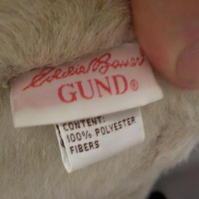 "Eddie Bauer Special Teddy Bear by Gund." and Snowball.