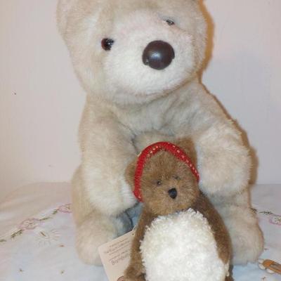 "Eddie Bauer Special Teddy Bear by Gund." and Snowball.