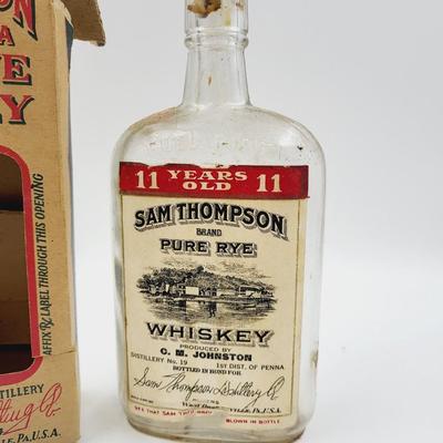 OLD COLLECTORS SAM THOMPSONWHISKEY BOTTLE W/ BOX