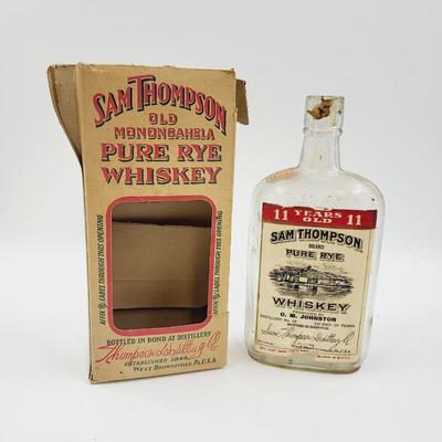 OLD COLLECTORS SAM THOMPSONWHISKEY BOTTLE W/ BOX