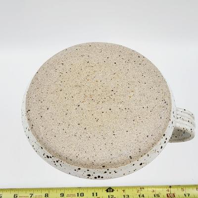 SIGNED SPECKLED POTTERY CANDLE HOLDER