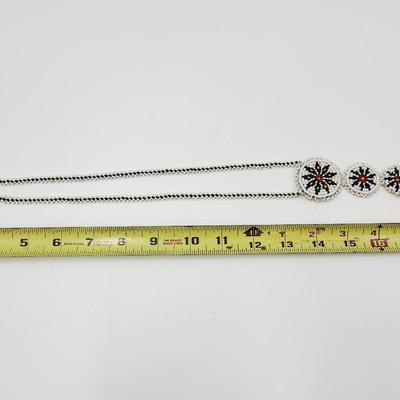 VINTAGE NATIVE AMERICAN HAND BEADED STAR FLOWER NECKLACE
