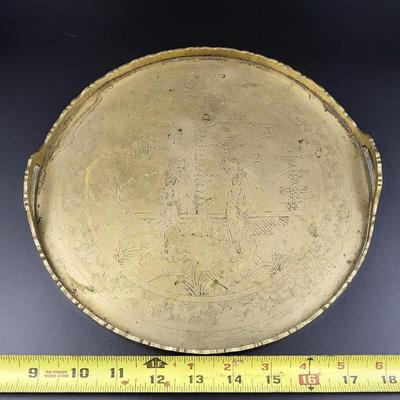 BEAUTIFUL ORIENTAL THEMED BRASS TRAY