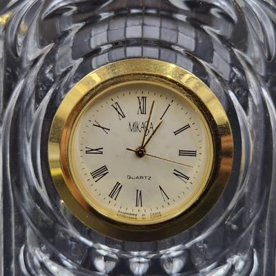 MIKASA SMALL CRYSTAL TABLE TOP CLOCK