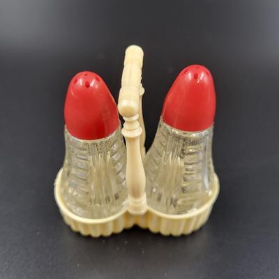 VINTAGE GLASS & PLASTIC SALT & PEPPER SHAKERS