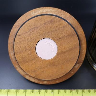 GLASS W/ WOOD TOP TOBACCO JAR