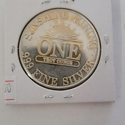 1990 Sunshine Silver One Troy Ounce .999