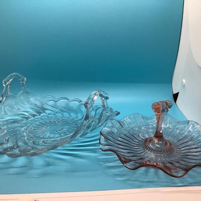 Depression glass candy dish & Fostoria