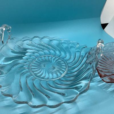 Depression glass candy dish & Fostoria