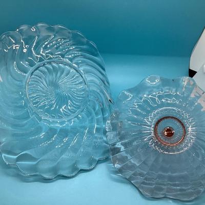 Depression glass candy dish & Fostoria