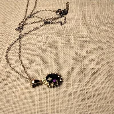 ROSS SIMONS Amethyst & Diamond Accent Pendant 18