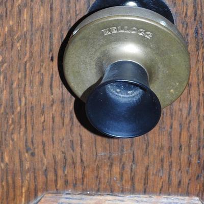 Vintage Oak Case Hand Crank Wall Telephone