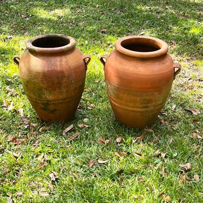 Pair (2) ~ Terracotta Pots With Handles