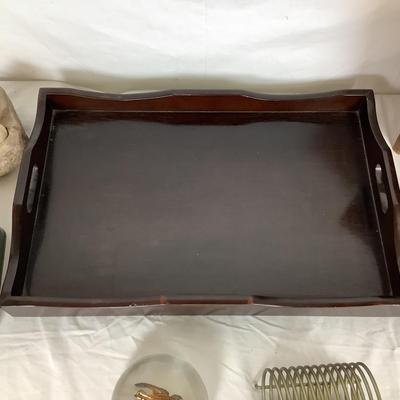 Lot. 6385. Wooden Tray, paperweight, Magazine holder, GS badges, Calendar