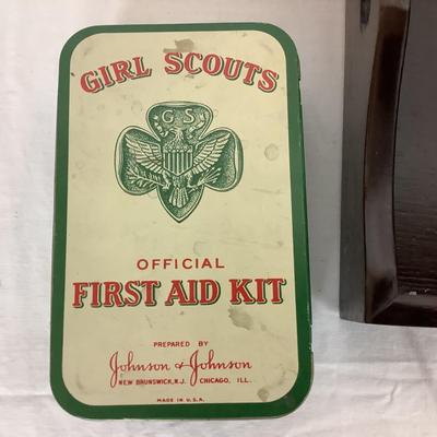 Lot. 6385. Wooden Tray, paperweight, Magazine holder, GS badges, Calendar