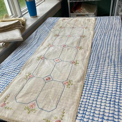 Hand Stitched Linen Table Runner